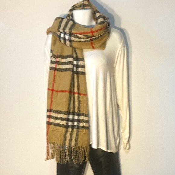Plaid Reversible Oversized Scarf Old Money Quiet Luxury Academia Heritage Preppy - Picture 1 of 6